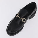 GUCCI Horsebit loafers Leather 37 1/2 Black Silver Auth BA16654M-6