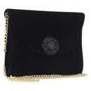 Salvatore Ferragamo Chain Shoulder Bag Velor Black Gold Tone Auth BA16656-1