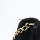 Salvatore Ferragamo Chain Shoulder Bag Velor Black Gold Tone Auth BA16656-17
