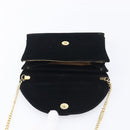 Salvatore Ferragamo Chain Shoulder Bag Velor Black Gold Tone Auth BA16656-20