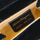Salvatore Ferragamo Chain Shoulder Bag Velor Black Gold Tone Auth BA16656-20