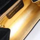 Salvatore Ferragamo Chain Shoulder Bag Velor Black Gold Tone Auth BA16656-21