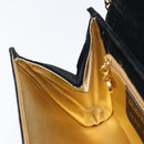Salvatore Ferragamo Chain Shoulder Bag Velor Black Gold Tone Auth BA16656-23
