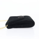Salvatore Ferragamo Chain Shoulder Bag Velor Black Gold Tone Auth BA16656-5