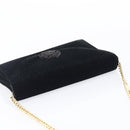 Salvatore Ferragamo Chain Shoulder Bag Velor Black Gold Tone Auth BA16656-6