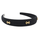 CELINE Hair Band Canvas Black Gold Tone Auth BA16657A-1