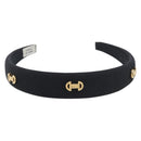 CELINE Hair Band Canvas Black Gold Tone Auth BA16657A-2