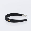 CELINE Hair Band Canvas Black Gold Tone Auth BA16657A-4