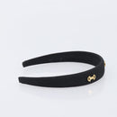 CELINE Hair Band Canvas Black Gold Tone Auth BA16657A-5