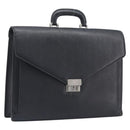 BURBERRY Business Bag Leather Black Silver Auth BA16658-1
