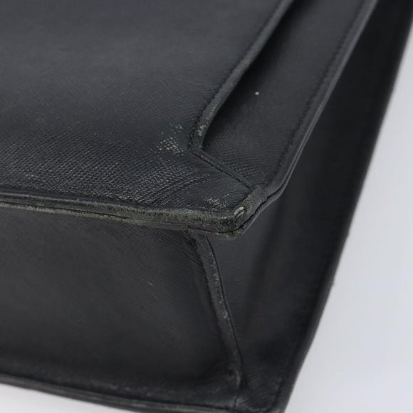 BURBERRY Business Bag Leather Black Silver Auth BA16658