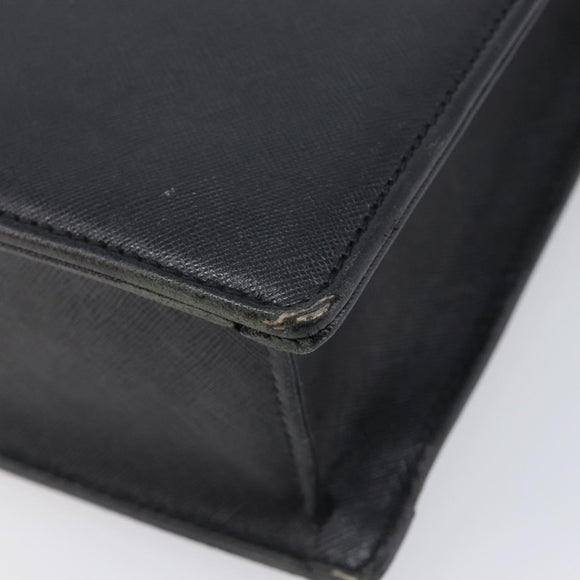 BURBERRY Business Bag Leather Black Silver Auth BA16658