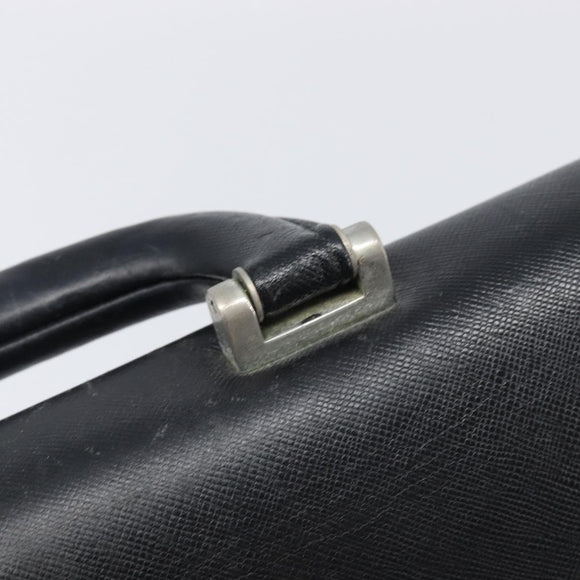 BURBERRY Business Bag Leather Black Silver Auth BA16658