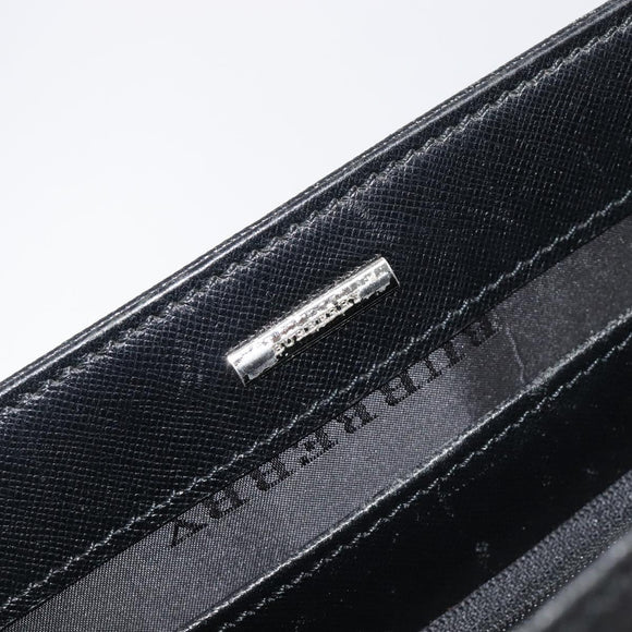 BURBERRY Business Bag Leather Black Silver Auth BA16658