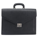 BURBERRY Business Bag Leather Black Silver Auth BA16658-2