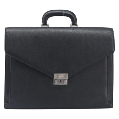 BURBERRY Business Bag Leather Black Silver Auth BA16658 - 0