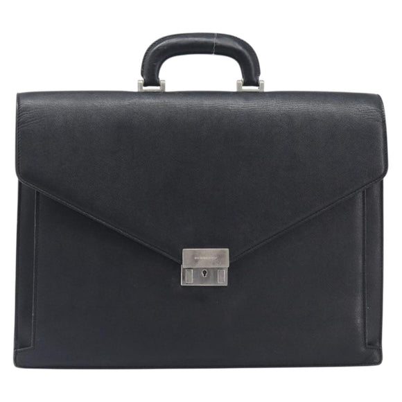 BURBERRY Business Bag Leather Black Silver Auth BA16658