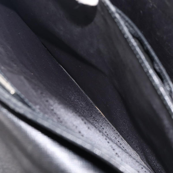 BURBERRY Business Bag Leather Black Silver Auth BA16658