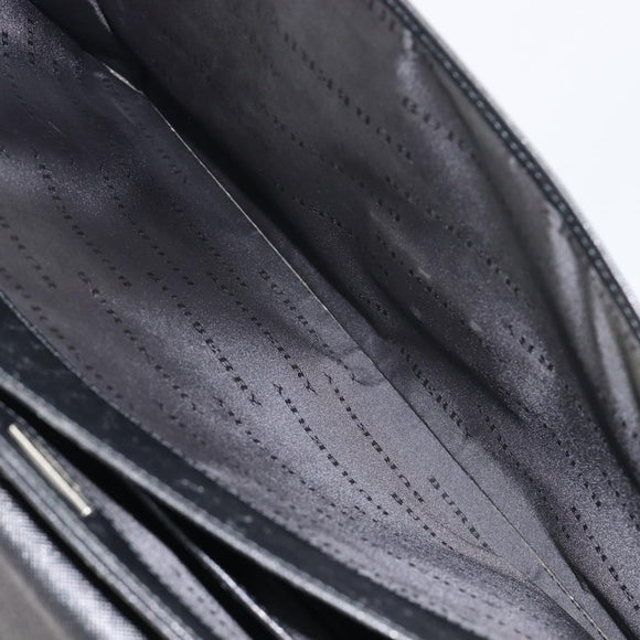 BURBERRY Business Bag Leather Black Silver Auth BA16658