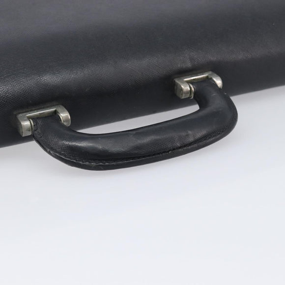 BURBERRY Business Bag Leather Black Silver Auth BA16658