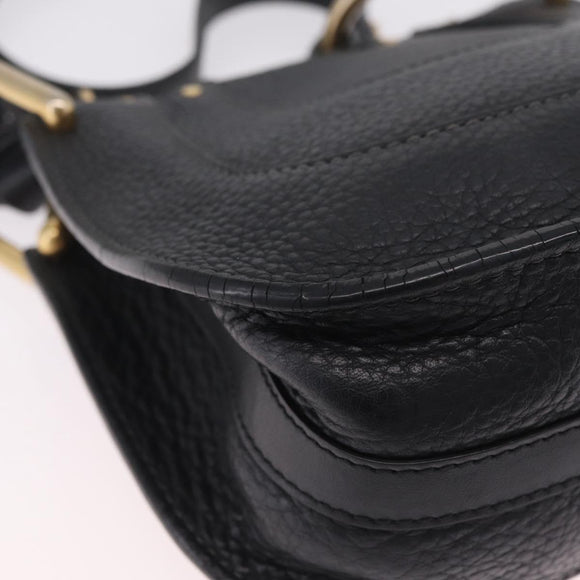 Chloe Hailey Shoulder Bag Leather Black Gold Auth BA16662A