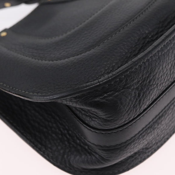 Chloe Hailey Shoulder Bag Leather Black Gold Auth BA16662A