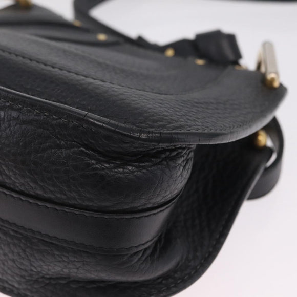 Chloe Hailey Shoulder Bag Leather Black Gold Auth BA16662A