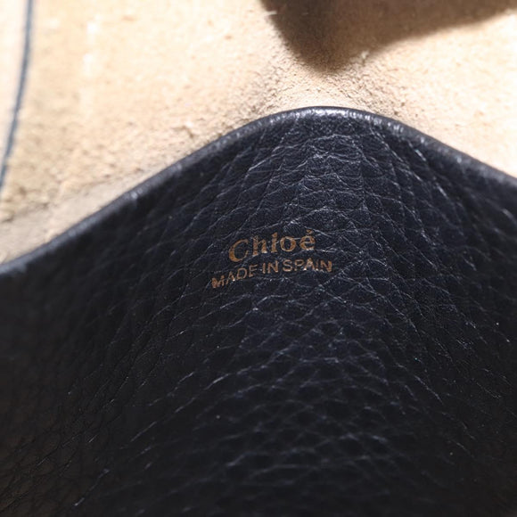 Chloe Hailey Shoulder Bag Leather Black Gold Auth BA16662A