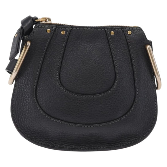 Chloe Hailey Shoulder Bag Leather Black Gold Auth BA16662A