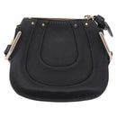 Chloe Hailey Shoulder Bag Leather Black Gold Auth BA16662A-3