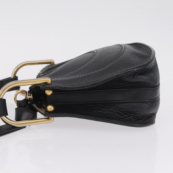 Chloe Hailey Shoulder Bag Leather Black Gold Auth BA16662A