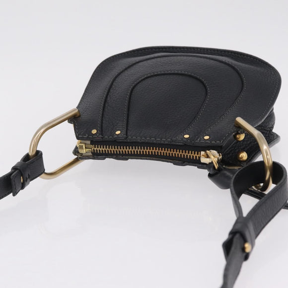 Chloe Hailey Shoulder Bag Leather Black Gold Auth BA16662A