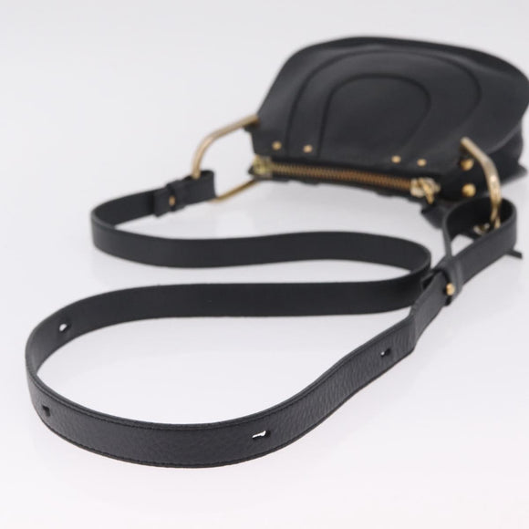 Chloe Hailey Shoulder Bag Leather Black Gold Auth BA16662A