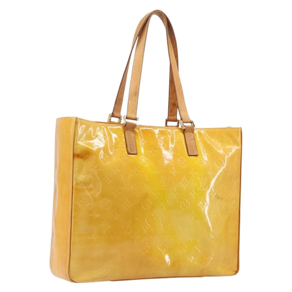 LOUIS VUITTON Monogram Vernis Columbus Bag Lime Yellow M91047 LV Auth BA16666