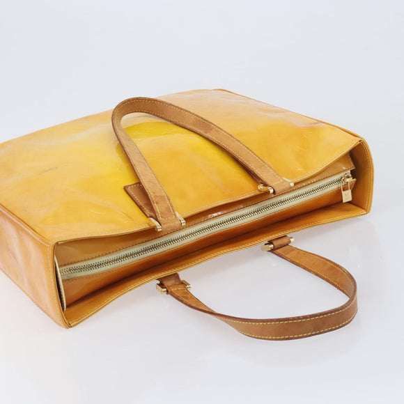 LOUIS VUITTON Monogram Vernis Columbus Bag Lime Yellow M91047 LV Auth BA16666