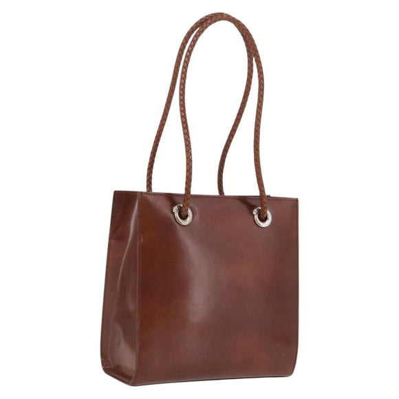 Cartier PANTHERE Tote Bag Patent leather Brown Silver Auth BA16667V