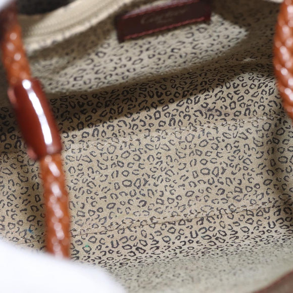 Cartier PANTHERE Tote Bag Patent leather Brown Silver Auth BA16667V