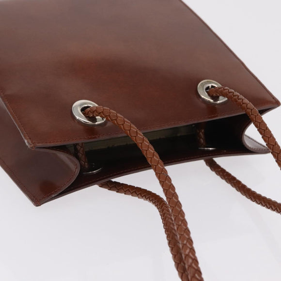 Cartier PANTHERE Tote Bag Patent leather Brown Silver Auth BA16667V