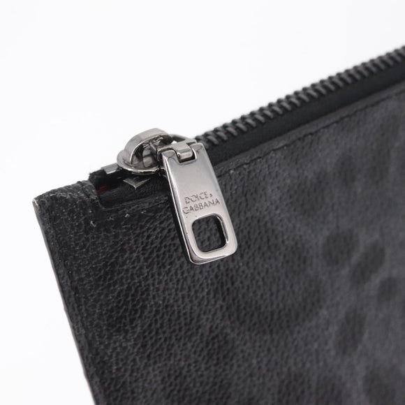 Dolce & Gabbana Clutch Bag PVC Leather Black Silver Auth BA16669A