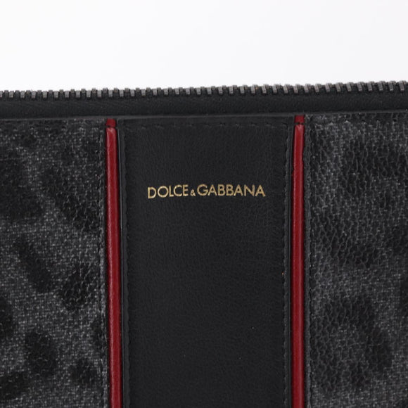Dolce & Gabbana Clutch Bag PVC Leather Black Silver Auth BA16669A