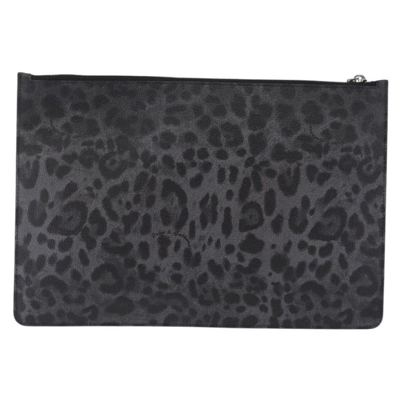 Dolce & Gabbana Clutch Bag PVC Leather Black Silver Auth BA16669A