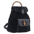 GUCCI Bamboo Backpack Suede Black Gold 003 1705 0030 Auth BA16673-1