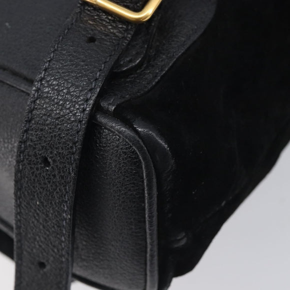 GUCCI Bamboo Backpack Suede Black Gold 003 1705 0030 Auth BA16673