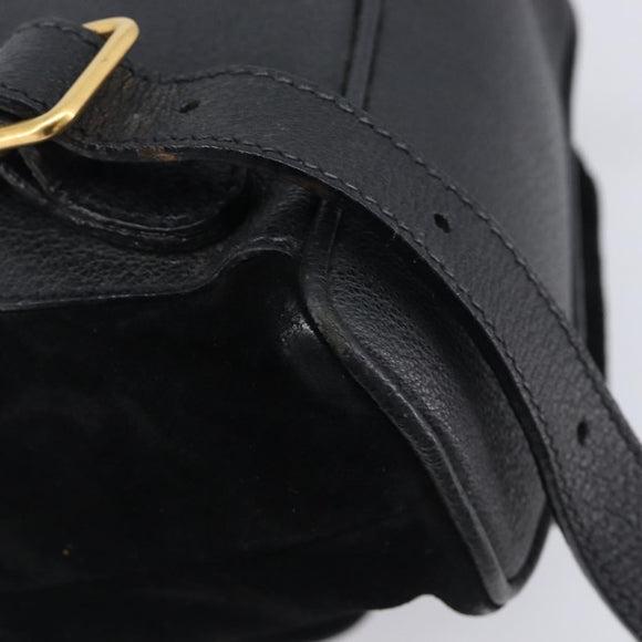GUCCI Bamboo Backpack Suede Black Gold 003 1705 0030 Auth BA16673