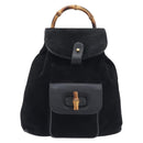 GUCCI Bamboo Backpack Suede Black Gold 003 1705 0030 Auth BA16673-2