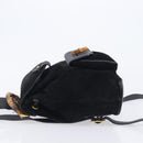 GUCCI Bamboo Backpack Suede Black Gold 003 1705 0030 Auth BA16673-5