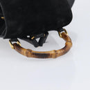 GUCCI Bamboo Backpack Suede Black Gold 003 1705 0030 Auth BA16673-7