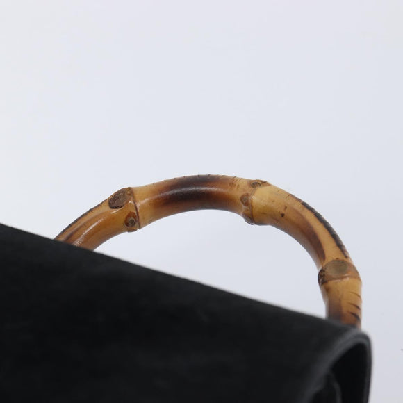 GUCCI Bamboo Backpack Suede Black Gold 003 1705 0030 Auth BA16673