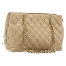 CHANEL Matelasse Chain Shoulder Bag Lamb Skin Beige Gold CC Auth BA16674-1