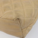 CHANEL Matelasse Chain Shoulder Bag Lamb Skin Beige Gold CC Auth BA16674-13